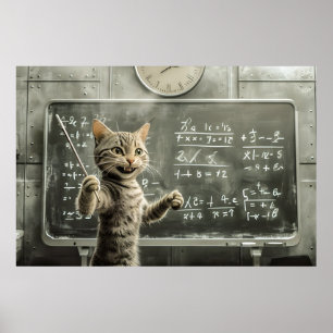 Affiche Tabby Cheerful Cat Enseigner Math En Classe