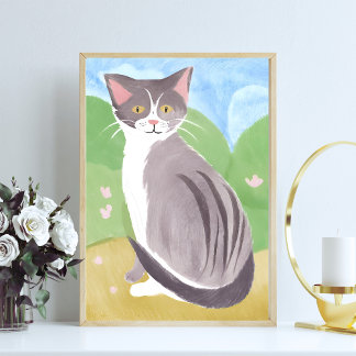 Affiche Tabby Gris | Peinture aquarelle