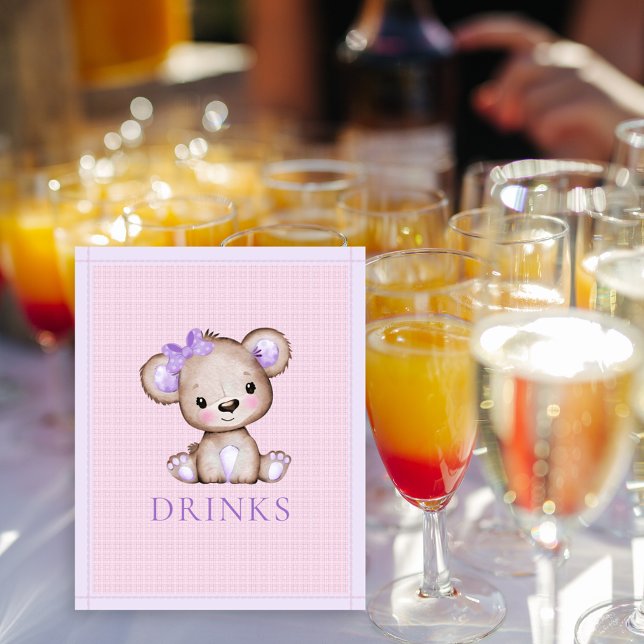 Affiche Table Boissons Fille Mignonne Ours Violet Baby Sho (Créateur téléchargé)
