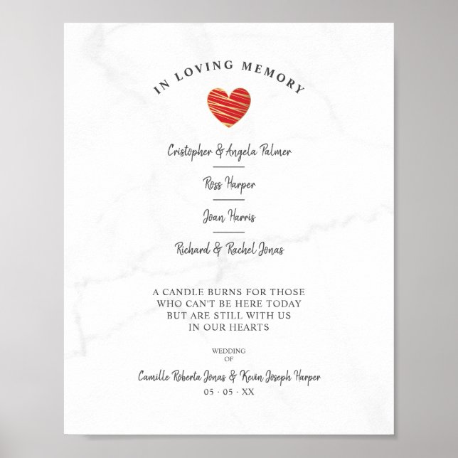 Affiche Table commémorative de mariage en marbre Famille C (Devant)
