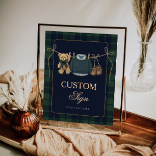 Affiche Table de baby shower éditables Ourson Polo Preppy