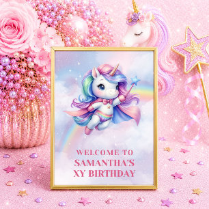 Affiche Table de bienvenue anniversaire fille licorne past