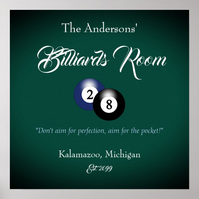Affiche Table de billard personnalisable salle bar (Devant)