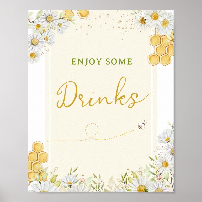 Affiche Table de boissons Bourdon Fête Bébé Mariage Abeill (Devant)
