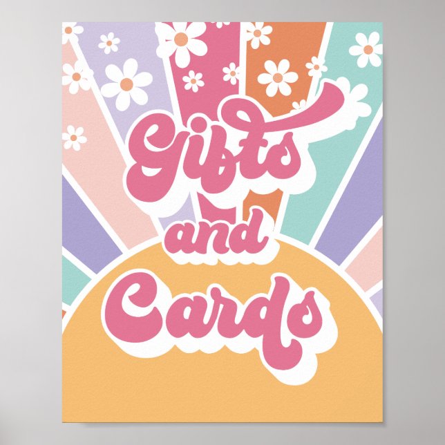 Affiche Table de cadeaux d'anniversaire rétro soleil (Devant)