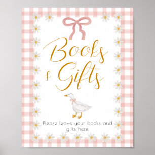 Affiche Table de cadeaux de baby shower en vichy rose Sill