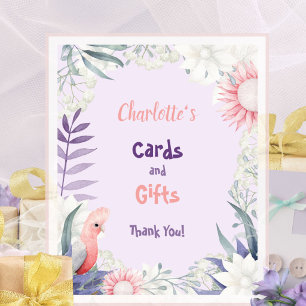 Affiche Table de cadeaux de Baby Shower Floral de Lavande