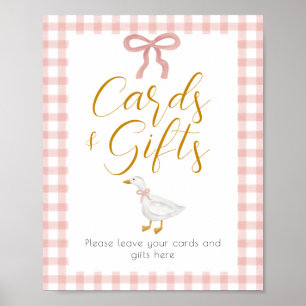Affiche Table de cadeaux de Baby Shower Gingham Rose Canar