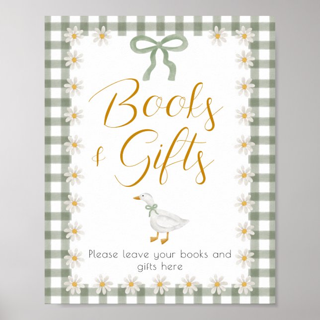 Affiche Table de cadeaux de baby shower Silly Goose Green  (Devant)