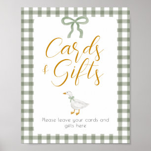 Affiche Table de cadeaux de cottagecore à carreaux verts S