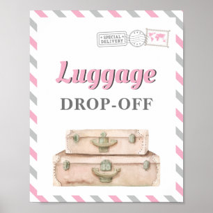 Affiche Table de cadeaux de dépôt de bagages de fête d'avi
