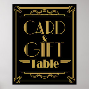 Affiche Table de cadeaux et cartes de mariage style Art Dé