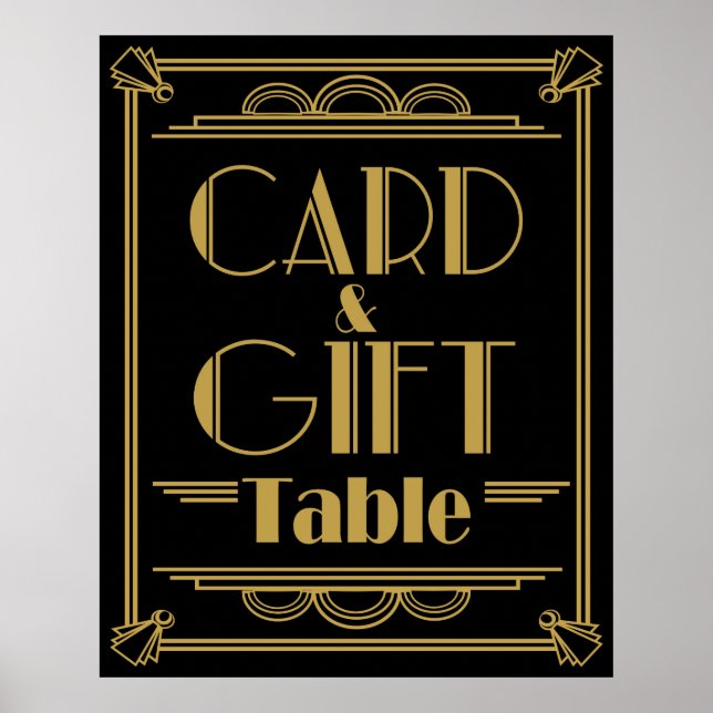 Affiche Table de cadeaux et cartes de mariage style Art Dé (Devant)