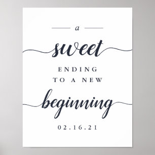 Affiche Table de dessert du Mariage de calligraphie marine