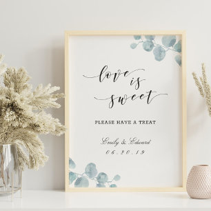 Affiche Table de desserts de mariage de jardin d'eucalyptu