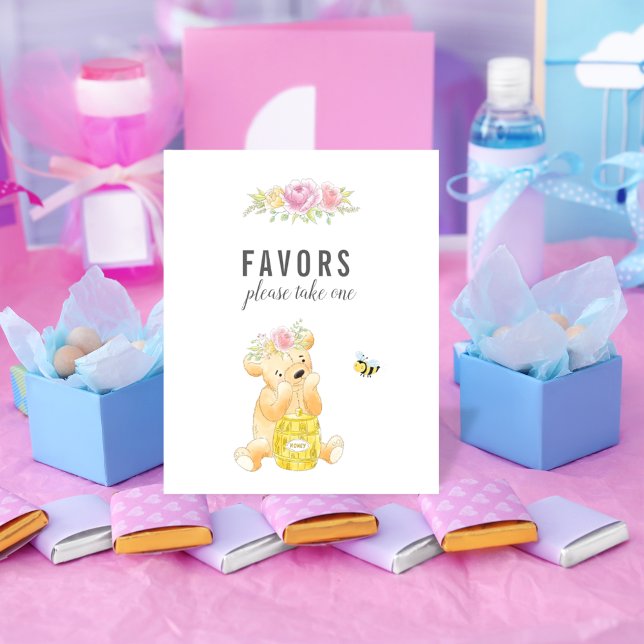 Affiche Table de faveurs de fille mignonne ours en peluche (Créateur téléchargé)