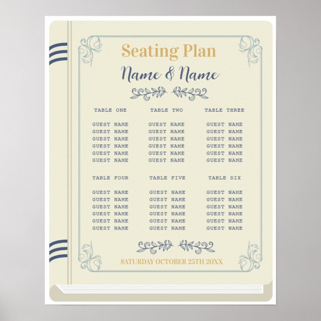 Affiche Table de livre Sièges Mariage Auteur Bibliothèque  (Devant)