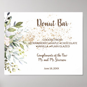 Affiche Table de mariage de bar de beignets Signe Herbal