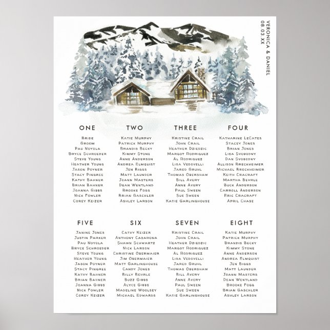 Affiche Table de Mariage Rustique Winter Mountain (Devant)
