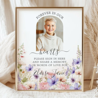 Affiche Table de mémoire funéraire commémorative fleur sau
