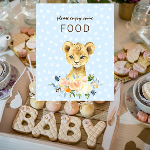 Affiche Table de nourriture Baby shower Lion Cub Floral Bl
