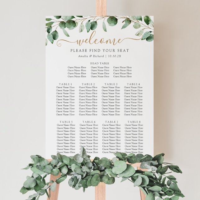 Affiche Table de tête Eucalyptus Verdure Mariage Siège (Créateur téléchargé)
