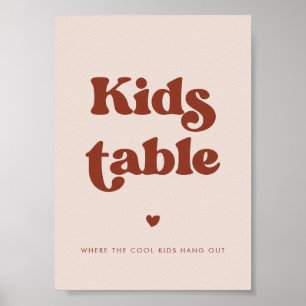 Affiche Table d'enfants Mariage rose Peach Retro
