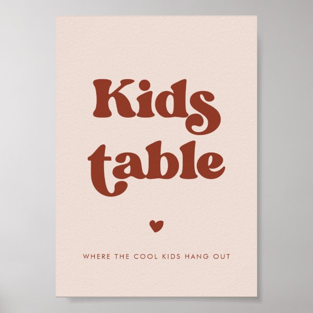 Affiche Table d'enfants Mariage rose Peach Retro (Devant)