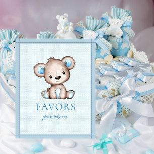 Affiche Table des Favors pour une Baby Shower Ourson Brun