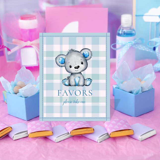 Affiche Table des Favors pour une Baby Shower Ourson Gris  (Créateur téléchargé)