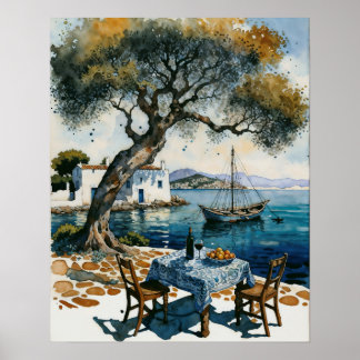 Affiche Table en bord de mer