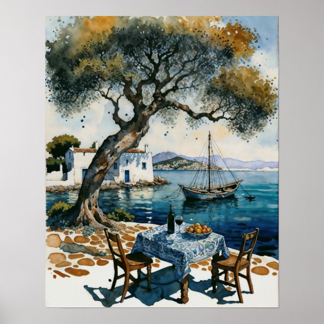 Affiche Table en bord de mer (Devant)