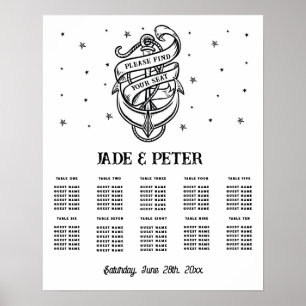 Affiche Table Mariage Siège 10 Ancre traditionnelle de tat