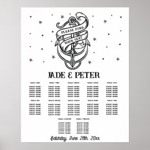 Affiche Table Mariage Siège 12 Ancre traditionnelle de tat