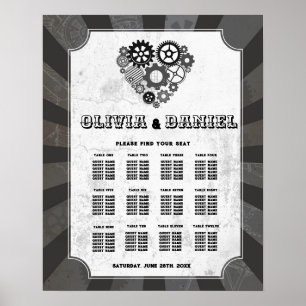 Affiche Table Mariage Siège 12 Coeurs Mariages Steampunk
