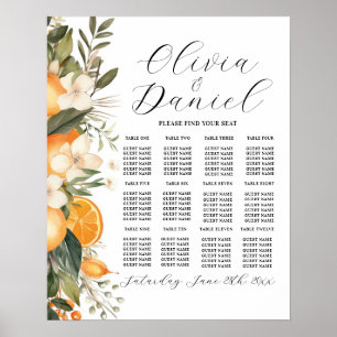 Affiche Table Mariage Siège 12 Oranges Agrumes Florales