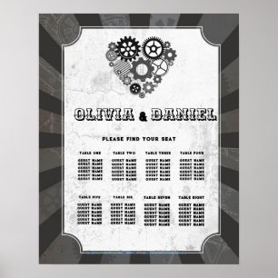 Affiche Table Mariage Siège 8 Coeurs Mariages Steampunk