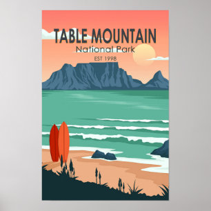 Affiche Table Mountain National Park South Africa Vintage