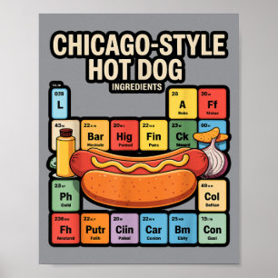 Affiche Table périodique de dîner de hot-dog de style Chic