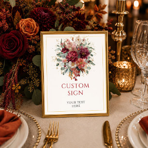 Affiche Table personnalisée Automne Eucalyptus Or Bourgogn