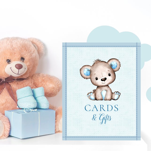 Affiche Table pour Cartes et Cadeaux Ourson Brun Mignon Ba (Créateur téléchargé)