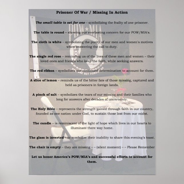 Affiche Table POW/MIA (Devant)