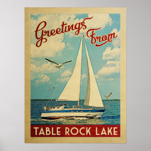 Affiche Table Rock Lake Vintage voyage bateau à voile Miss