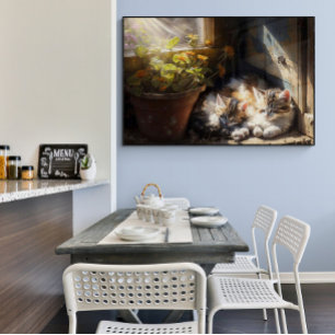 Affiche Tableaux de chatons dans le jardin Peinture à l'hu