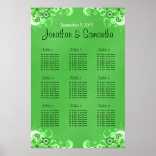 Affiche Tableaux de Mariage de table en fleurs vert foncé