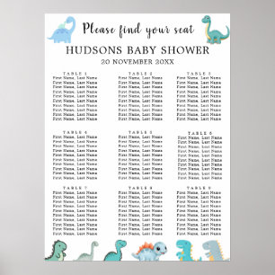 Affiche Tableaux de Siège pour Baby Shower avec Petit Dino