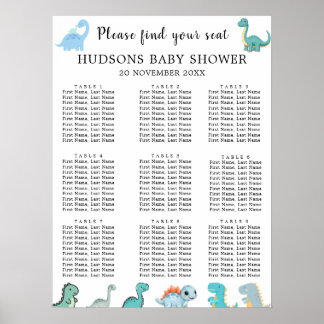 Affiche Tableaux de Siège pour Baby Shower avec Petit Dino