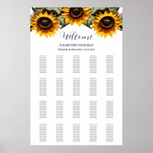 Affiche Tableaux de sièges mariages de tournesols Jaune