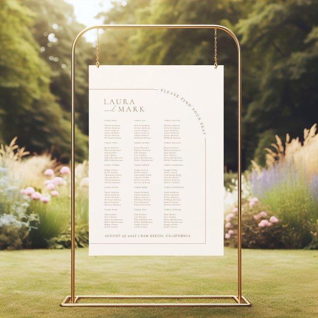 Affiche Tableaux de sièges minimalistes modernes pour Mari (Modern Minimalist Arch Wedding Seating Charts)