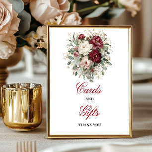 Affiche Tabletop Cartes et Cadeaux Blush Burgundy Premium